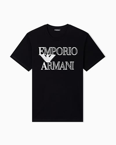 EMPORIO ARMANI Maglietta da Uomo con Scollo Rotondo, Nero, L