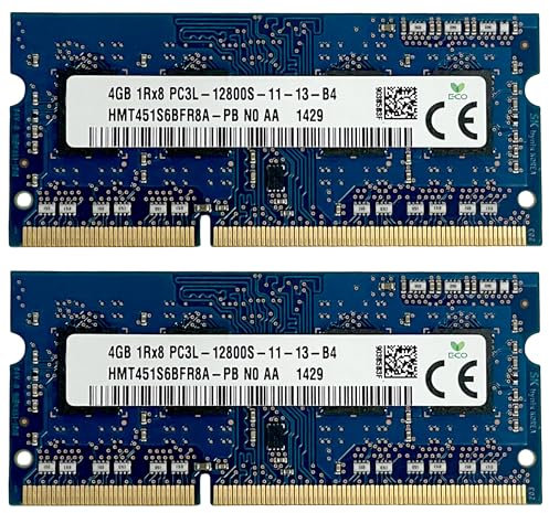 8GB [2x4GB] Memoria RAM DDR3L SODIMM, 2X 4GB, 1600 MHz, PC3L-12800S, 204 Pines, CL11, 1.35V para Ordenador Portátil Notebook Laptop 2 módulos de 4 GB 51032