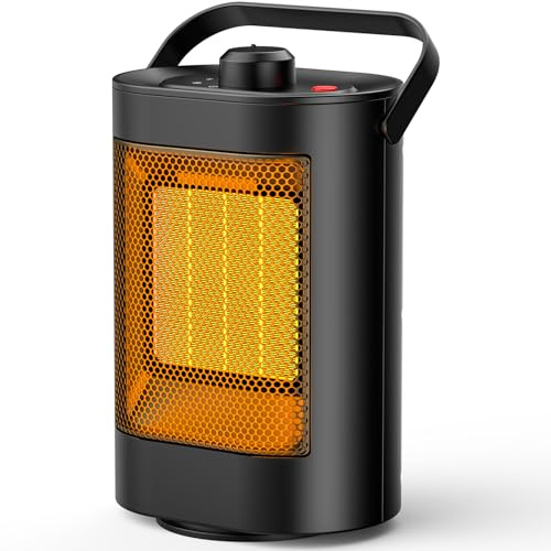 YAZEKY Calefactor Electrico Silencioso, 1500W PTC Radiadores Bajo Consumo, Calefactor de Ventilador Portatil 3 Modos, Protección de La Seguridad, Adecuado para Baño Oficina y Dormitorio