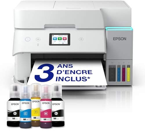 Epson EcoTank ET-4956 Impresora de Depósito de Tinta | Teletrabajo | Wi-Fi, Ethernet | A4 | Doble Cara | Imprimir, Copiar, Escanear, Fax | Pantalla Táctil 6,1cm | ADF | Tinta Incluida para 3 Años