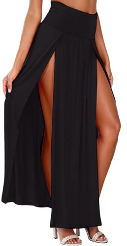 Falda Larga Maxi con Doble Abertura para Mujer, básica, con Aberturas Laterales.