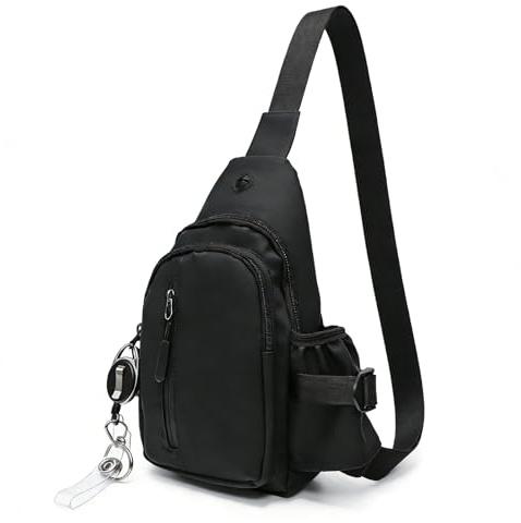 Yoliii chest sling bag for men women crossbody backpack waterproof lightweight outdoor bag for Travel Hiking Casual Camping Cycling (Black)