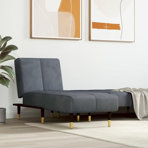RMIHSJG Chaise longue grigio scuro velluto regolabile in 3 posizioni mobili lounge con gambe in metallo per soggiorno angolo relax