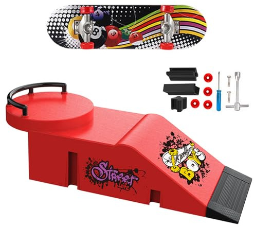 JurciCat Mini Fingerboard Finger skateboard Ramp Tillbehörsset Med 1 Fingerskeeboard och Reservdelar Ultimate Sport Training Requisiten (D)