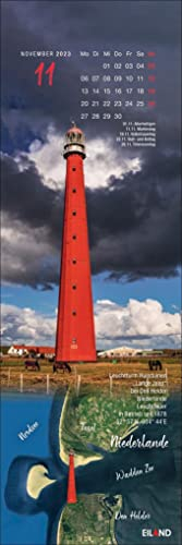 Leuchttürme Lesezeichen & Kalender 2023. Eiland-Leuchtturm-Kalender mit 12 Farbfotos. Kleiner Kalender 2023 mit Lesezeichen zum Heraustrennen.