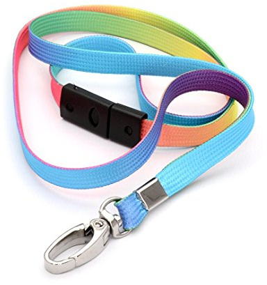 CKB LTD® 10x Breakaway Fade Multi-Coloured Ombré Striped Premium Safety Release Lanyard Neck Strap Swivel Metal Clip for ID Card Holder Bright Fun Funky Novelty Cool Lanyards Mixed Multicoloured