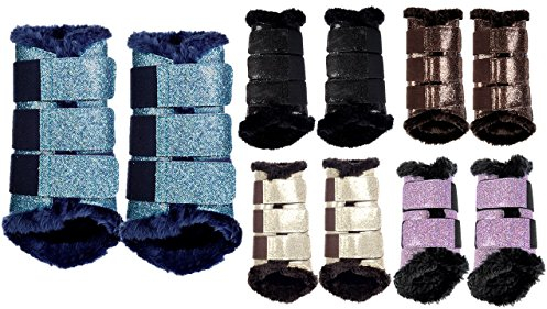 HKM 10032 Gamaschen Comfort Glitter, Pferdegamaschen ,Teddyfutter, S-XL, 1 Paar