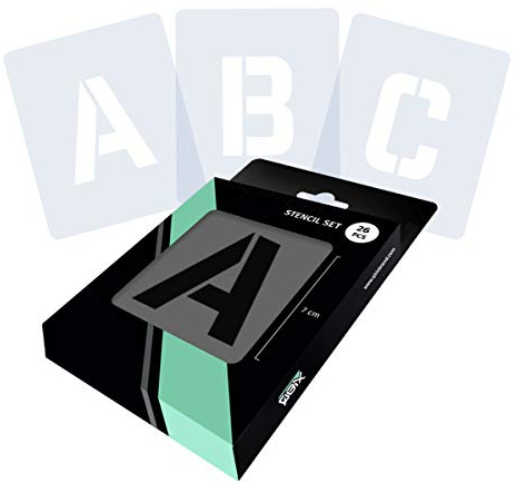 QBIX Buchstabe Schablonenset, Alphabet Schablone, Großbuchstaben Schablone Schriftart, Buchstaben Höhe 7cm - wiederverwendbare Malerei, Kunsthandwerk, Wand, Möbel Schablone