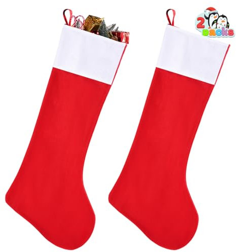 JOYIN Calze Natalizie in Feltro, Dimensioni giganti da 96,5 cm, Set da 2