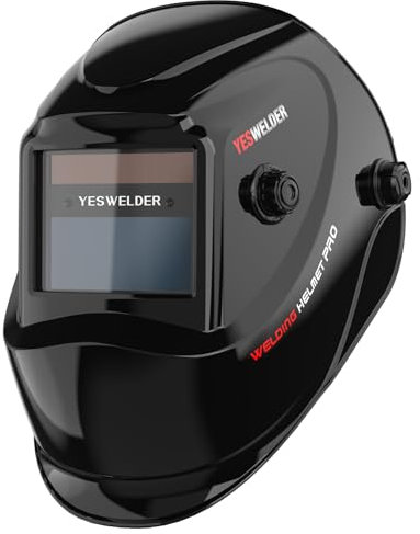 YESWELDER True Color Solar Powered Auto Darkening Welding Helmet, Wide Shade 3.5/9-13 for TIG MIG ARC Grind Welding Hood Helmet