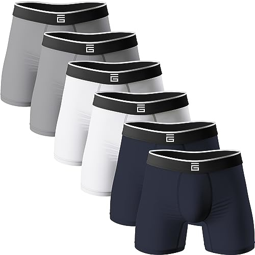 Giovici boxershorts för män bambu anti-skavning mjuka bekväma boxershorts längre ben – boxershorts multipack – fukttransporterande teknik