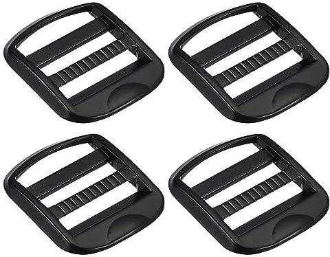 Uxcell Metal Ladder Buckle Slider Tri-Glider Metal Adjustable Buckles, 4pcs 32mm(1-1/4) Inner Width for Webbing Backpack Strap, Black