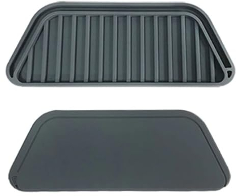 ZAAWUUT Vassoio raccogli gocce per frigorifero, dispenser d'acqua per frigorifero, previene macchie e fuoriuscite, mini dispenser antiscivolo in silicone (grigio, trapezoidale)