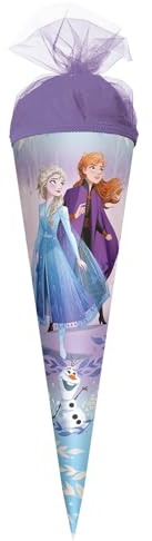 ROTH Schultüte klein Disney Frozen 35 cm - rund, Tüllverschluss - Zuckertüte Disney Frozen Schulanfang