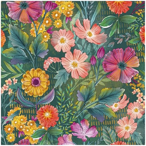 HAOKHOME Boho Peel and Stick-tapeter blommig hyresvänlig, väggpapper grön/lila/rosa för badrum kök kontaktpapper 3 m x 44,5 cm
