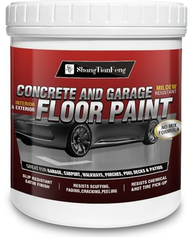 Professional Floor Paint Kit (1 Gallon) - Sea Gray Acrylic Concrete Coating for Garages & Basements | Single Component Formula | Scratch Resistant & Low VOC | Ready-to-Use