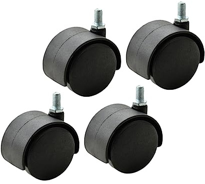 PartyKindom 4pcs Heavy Duty Threaded Plastic Caster Wheels for Office Chairs and Furniture Swivel Casters Without Brake Compatible with Carpet Tile and Vinyl Floors