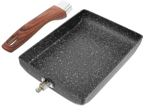 BAZEITFLOW Poêle à Œufs Carrée Antiadhésive pour Cuisson à Induction et Gaz Poignée Ergonomique Isolante Fond Plat pour Répartition Uniforme Chaleur Adaptée Cuisine Maison
