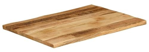 Eleganz Mesa maciza de madera de mango rugosa con borde de árbol de 90 x 60 x 3,8 cm, acabado natural para muebles rústicos y modernos, duradero y sostenible