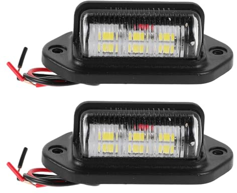 NULYLU Luci LED per Targa Auto 2 Pezzi Dc 12-24v Nero 6 LED Abs Versatile per Suv Camion Veicolo Illuminazione Targhe Laterali