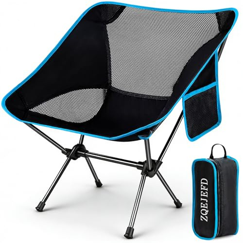 ZQEJEFD Sedia Campeggio Pieghevole, Leggera Sedia da Campeggio, Max Portata 120kg, Sedia Compatta da Esterno con Borsa da Trasporto Sedie Campeggio per Esterni, Picnic, Spiaggia, Giardino, Pesca