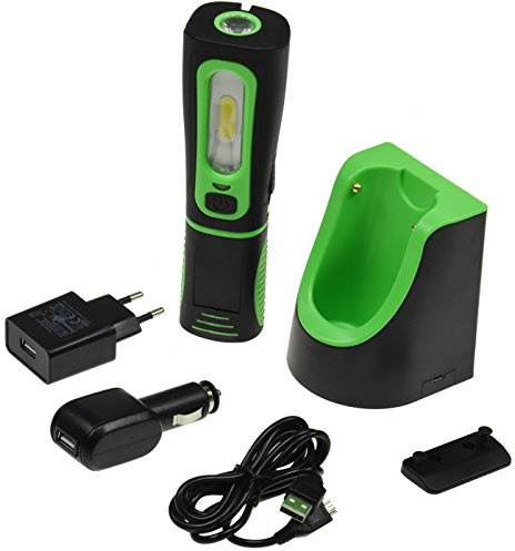 LED-rörlampa med FlexiLED 300+-batteri, laddningsvagga, magnetisk hållare, 3 W, 250 lm, IP44.