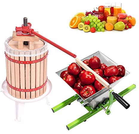UISEBRT 7L Obstmühle Traubenmühle Apfelpresse & 18L Obstpresse Weinpresse Saftpresse Mechanisch mit Pressentuch