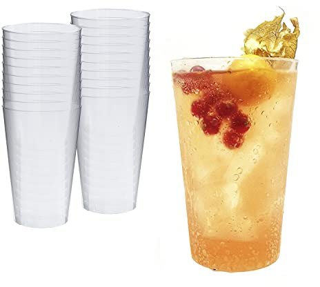 Silverkitchen 20x Kunststoff Becher 400ml klar - Plastikbecher, Mehrweg, Bruchsicher, Hartplastik, Made In Germany