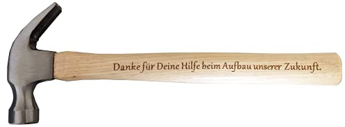 Vatertagsgeschenk, Geschenk für Väter : Gravierter Holzhammer : Danke für Deine Hilfe beim Aufbau unserer Zukunft - Du bist der Hammer - Besonderes Geburtstagsgeschenk für Männer