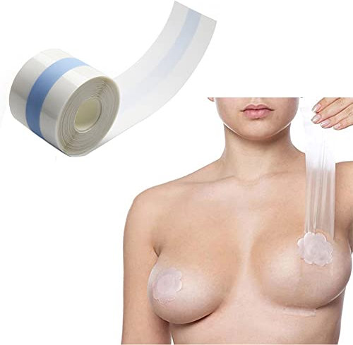 Breast Lift Tape Invisible Adhesive Nipple Cover Chest Support Body Tape, Breathable Waterproof, 5cm x 5m, Beige Clear