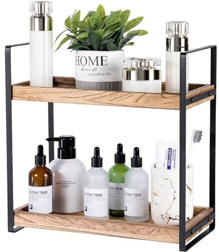 Giftacity Organizador de encimera de 2 Niveles para encimera de baño, Organizador de Madera para Almacenamiento de cosméticos, Bandeja de tocador de pie para organización y decoración de habitación