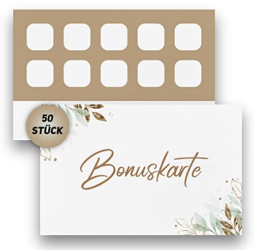 50 Bonuskarten mit neutralem Motiv in Bambus Farben (Bonuskarten, 50 Stück)