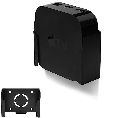 Aokicase Kompatibel mit Apple TV Mount for Apple TV 6 4K (2022/2021 / 2017) Halter Wandhalterung Ständer Halterung Zubehör mit integriertem KabelmanagementWandhalterung Halterung (Schwarz)