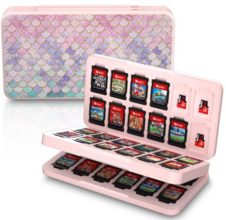 NANANINO Nintendo Switch Game Case – 48 Slots for Switch Game Cards & 24 Micro SD Card Slots, Durable Magnetic Closure, Soft Lining Rubber, Portable Switch Game Holder for Switch/Switch OLED/Switch 2