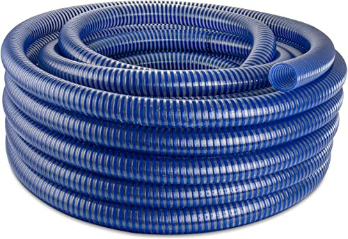 Poppstar PVC Tuyau d’Aspiration 1 1/4 pouce Tuyau Spiralé (25m tuyau d'eau avec diamètre intérieur 32mm / extérieur 40mm, 8 bar) Résistant aux UV, au Vide et à la Pression
