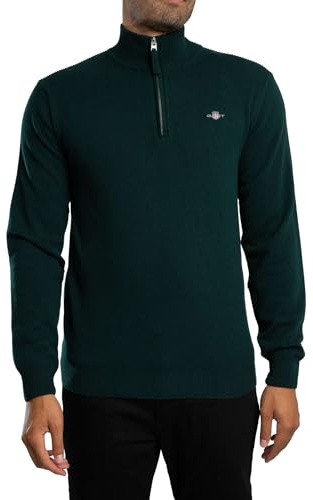 GANT Laine d'agneau avec Demi-Fermeture éclair, Tartan Green, L
