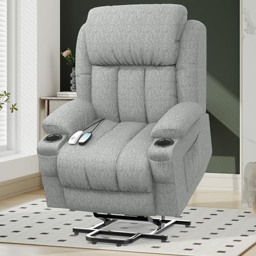 YONISEE Sillon Relax Reclinable 150º Sillón Masaje Con Calefacción, Función Auto-Ayuda (Levanta Personas), Puerto USB+Tipo C, Portavasos Bolsillos Laterales Sillones Reclinables Electricos Butaca Sofa
