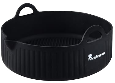 MasterPRO FOODIES COLLECTION – rund bakplåt 18,5 x 19 x 5,5 cm silikon – högtemperaturbeständig – non-stick belagd – sidohandtag för säkerhet
