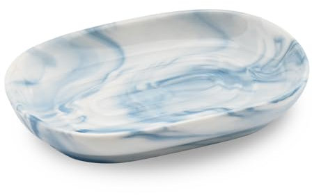YoHyien Jabonera Ceramica Antideslizante, Jabonera Marmol para Pastillas de Jabon y Esponja, Saboneteira para Baño, Cocina, Ducha (Azul)