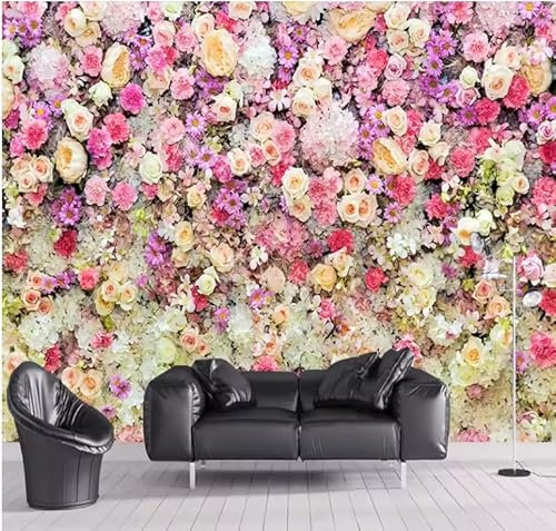 mvcnhdfhl Papel tapiz 3D con flores, decoración romántica para el hogar, sala de estar, boda, casa, fondo, papel tapiz, 3D, 150 x 105 cm