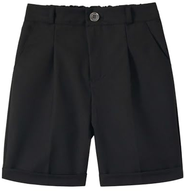LOLANTA Pojkar skolshorts, barn klänningsshorts, barn sommar formella byxor, justerbar midjeuniform korta byxor ålder 2-13 år, Svart, 5-6 År