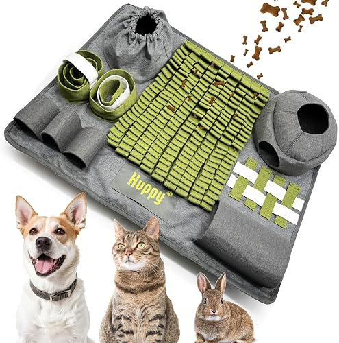Huppy Tapis de Fouille Chien, Chat – Tapis à Renifler en Tissu Renforcé – Snuffle Mat – Gamelle Anti Glouton, Léchage – Jouet d’Occupation Chiot, Puzzle Alimentation