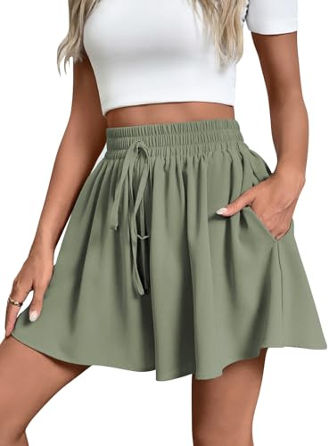 Adigaber Shorts för dam breda ben dragsko shorts med fickor lösa casual korta arbetsbyxor