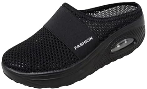 Zapatos ortopédicos para mujer, zapatos ortopédicos para mujer, pantuflas con cojín de aire, tenis para caminar para diabéticos con soporte de arco para mujer, Black, 39.5 EU