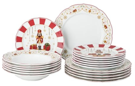 Hutschenreuther Juego de 18 platos navideños compuesto por: 6 platos de 22 cm y 6 platos planos de 27 cm y 6 platos de 23 cm de profundidad