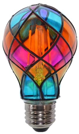 Qiwieod Ampoule En Verre Coloré, Type E26 4W 120V LED Coloré - Éclairage Romantique | 360° Ampoule Peinte À La Main, Éclairage Chambre Jardin Balcon Pour Fêtes Halloween Noël Maison 10,9 X 5,6cm