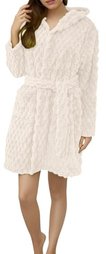 Generico Accappatoio Donna Microfibra Accappatoio Donna Elegante in Pile Leggero e Tasche AmpieIdeale per la Mattina la Sera Morbido e Caldo da Relax Vestaglia Pile Corta