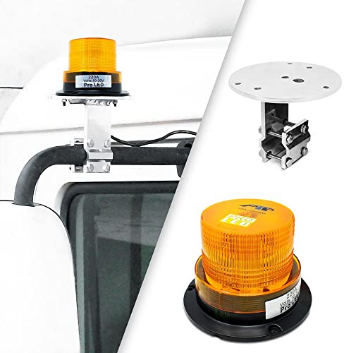 Pro LED Class 1 Amber Lens, Amber LED, Permanent Screw Mount Warning Light with Aluminum Mirror Mount Bracket Combo KIT - 10-30 Volt DC