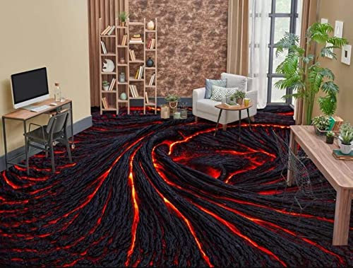 Autocollants Muraux De Sol 3D Autocollants Muraux Amovibles 3D Lava Crack Art 9966 Plancher Papier Peint Peintures Murales Auto-Adhésif Amovible Cuisine Bain Plancher Imperméable Tapis De So