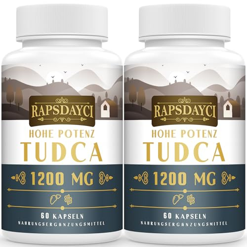 TUDCA de alta dosis (1200 mg por porción), 120 cápsulas – sales biliares de ácido tauroursodesoxicólico, suplemento alimenticio para el hígado | sin OMG, sin gluten